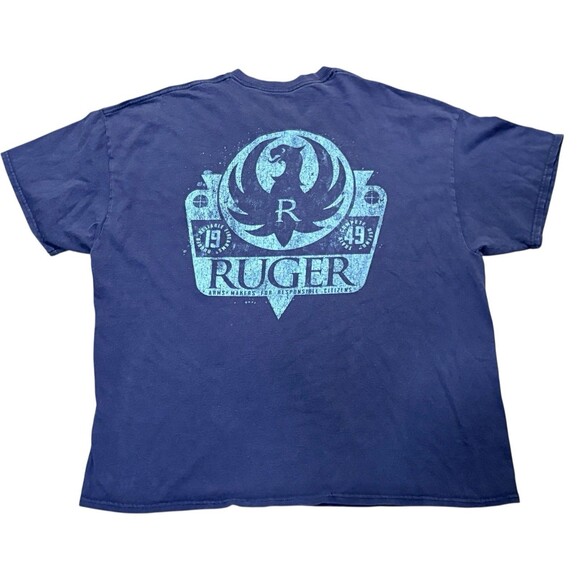 VTG Ruger Firearms T Shirt Blue Made In USA XXL 90s Y2K 1949 2nd Amendment - Picture 4 of 4
